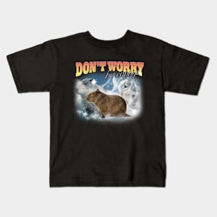 Cabybara Vintage 90s Bootleg Style T-Shirt, don't worry be cappy Shirt, Funny Capybara Meme Kids T-Shirt